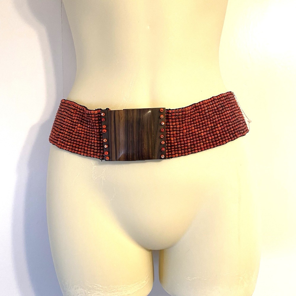 Coconut & Beads Belt  Boho Style Stretchy Belt S-M